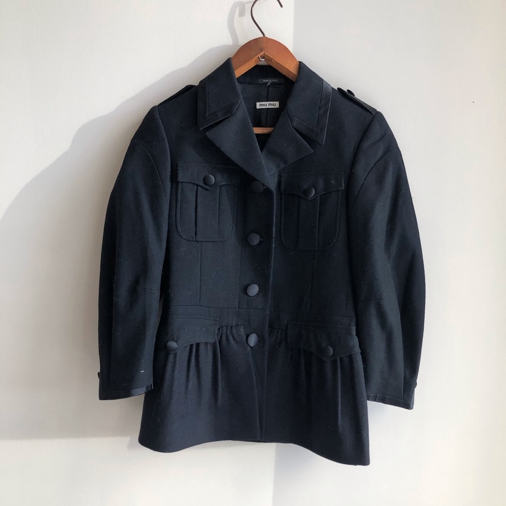 Miu miu black wool coat size xs